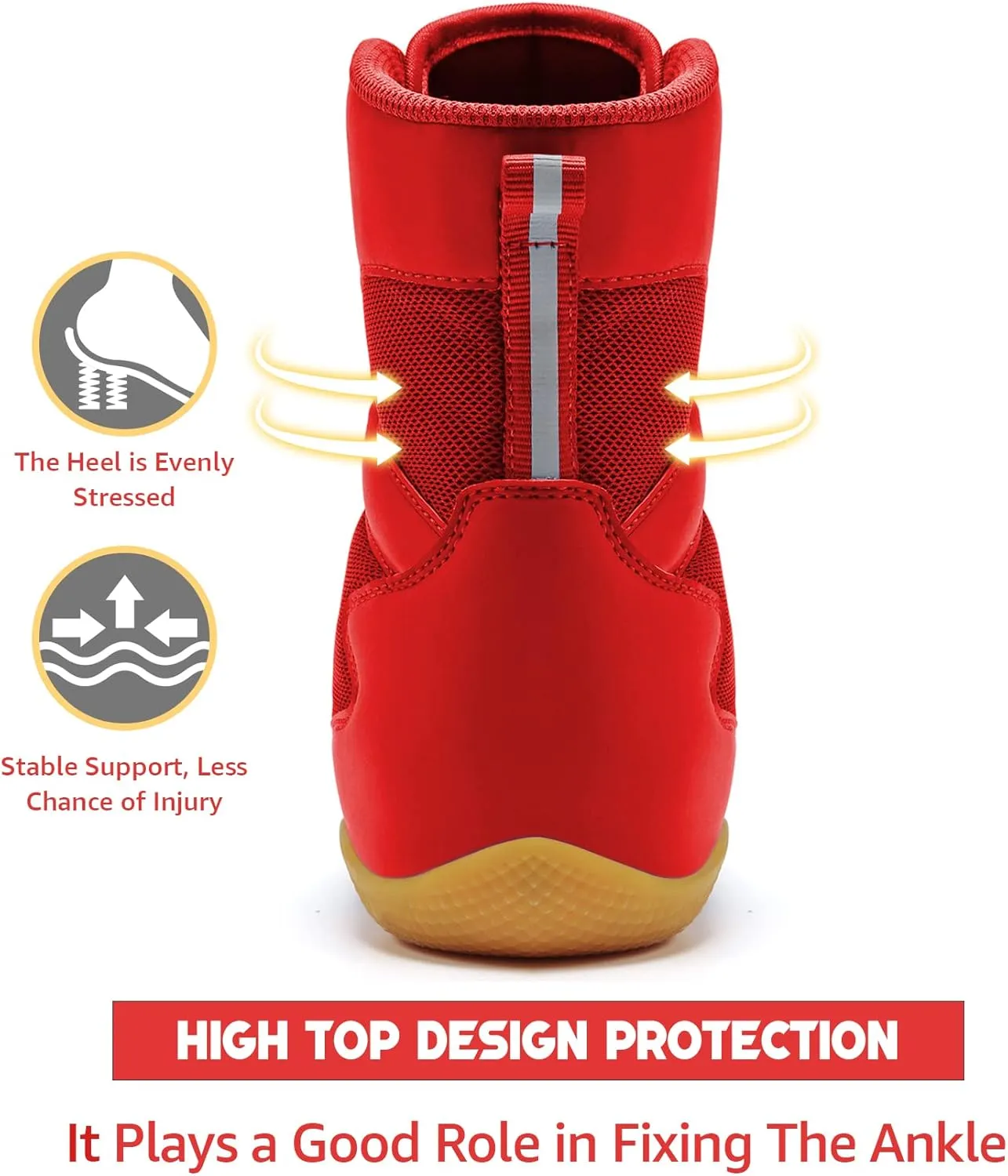 ASHION Men Wrestling Shoes Boxing Shoes High Top Fitness Sneakers Zero Drop Sole