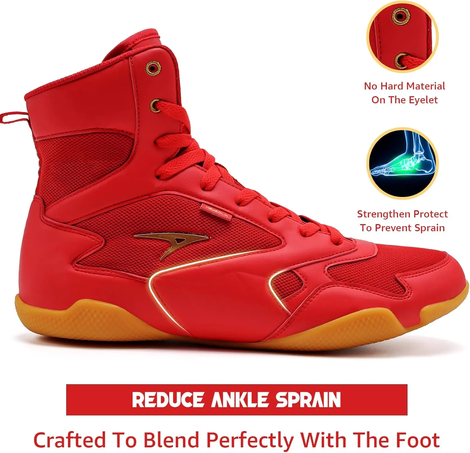 ASHION Men Wrestling Shoes Boxing Shoes High Top Fitness Sneakers Zero Drop Sole