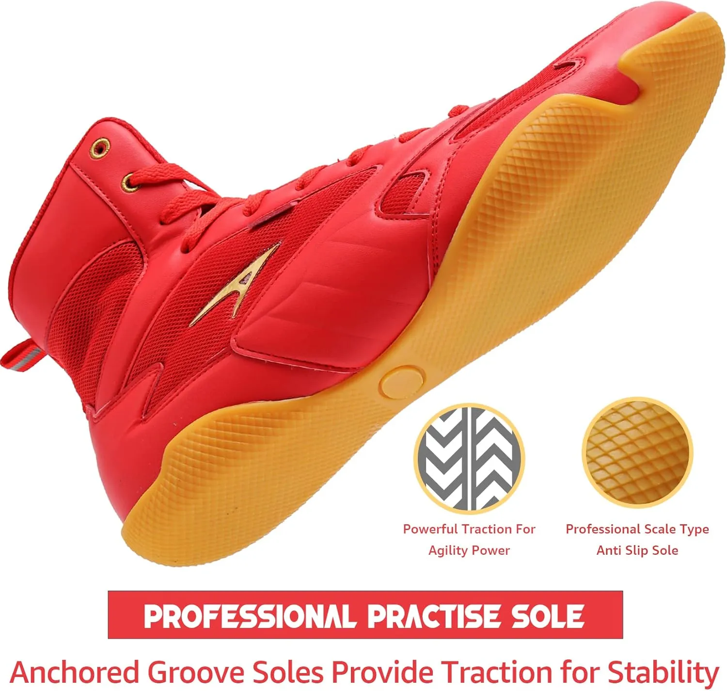 ASHION Men Wrestling Shoes Boxing Shoes High Top Fitness Sneakers Zero Drop Sole