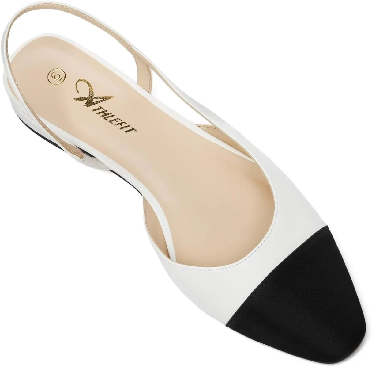 Athlefit Slingback Flats for Women Square Pointed Toe Two Toned Flats Wedding Pumps for Women