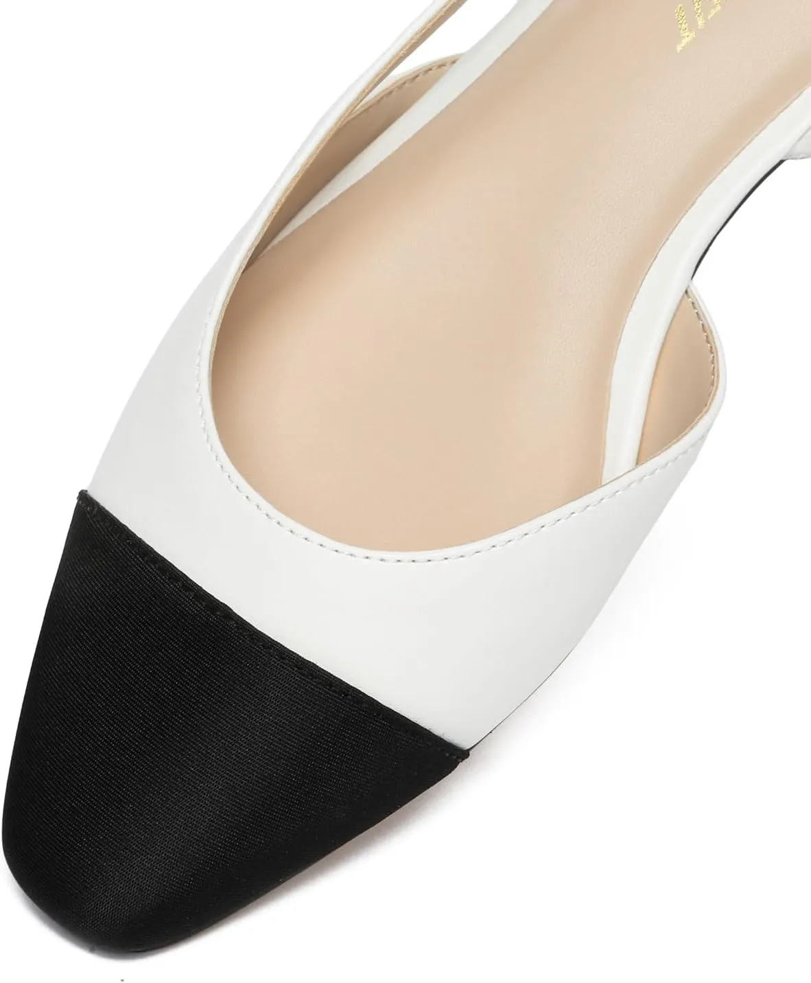 Athlefit Slingback Flats for Women Square Pointed Toe Two Toned Flats Wedding Pumps for Women