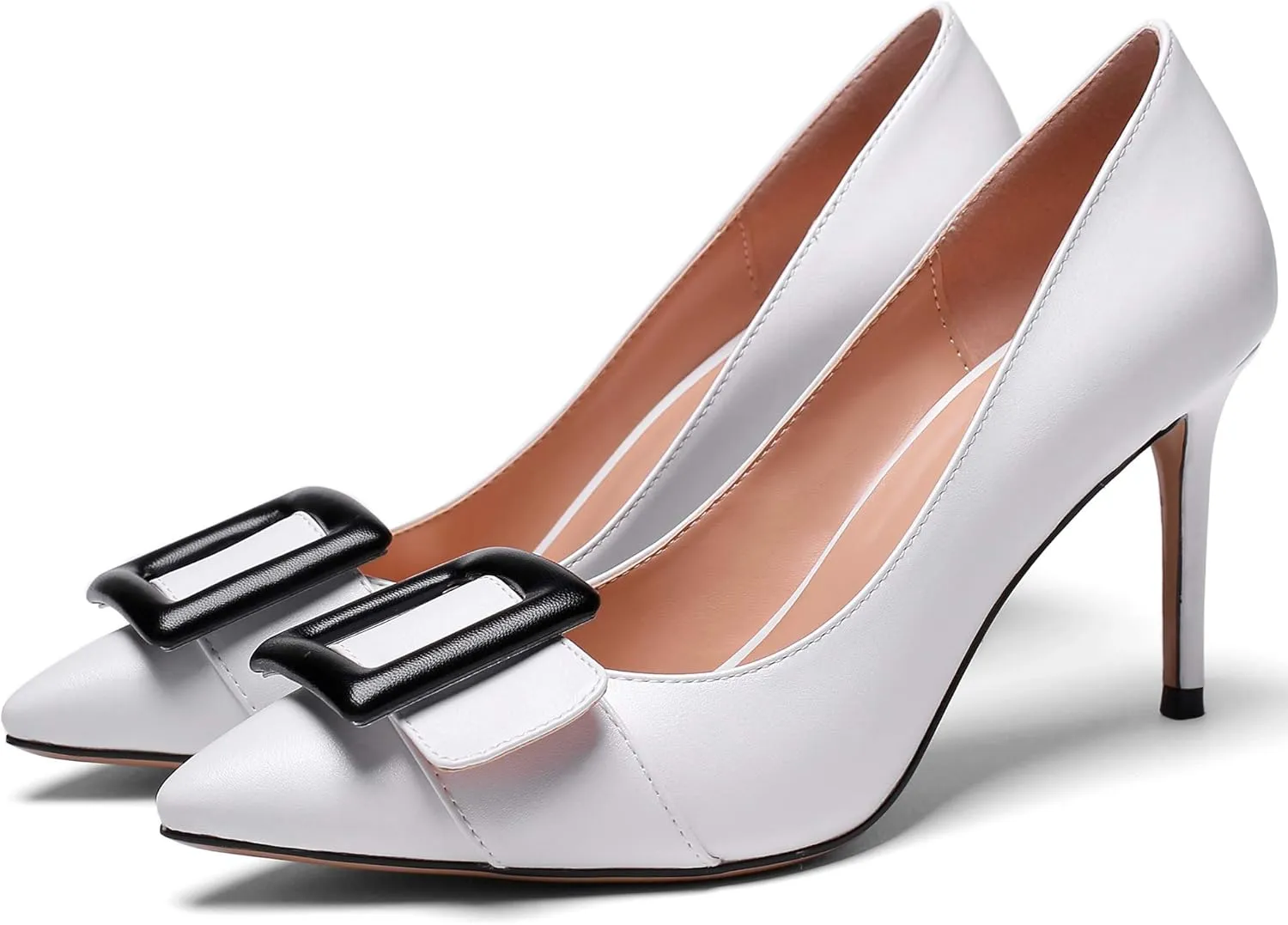 AUMOTED Women Pumps Pointed Toe High Heel 3.4 Inch Party Stiletto Heels Dressy Office Shoes