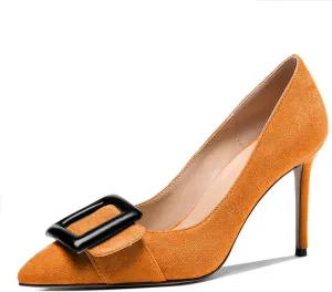 AUMOTED Women Pumps Pointed Toe High Heel 3.4 Inch Party Stiletto Heels Dressy Office Shoes