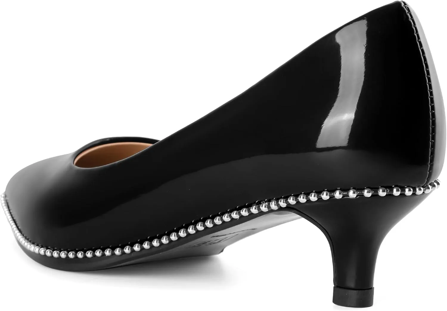 AUMOTED Women's Kitten Heel Pumps Pointy Toe Low Heel Slip-on with Beaded Dress Shoes for Ladies Office Wedding Work Evening 4CM