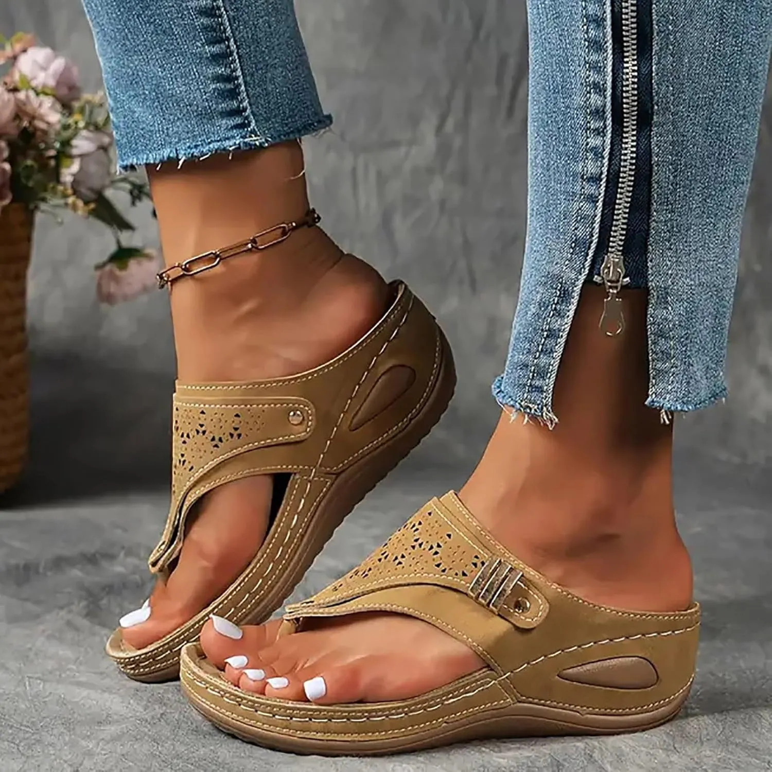 Avylays Orthopedic Sandals for Women,Breathable Mesh Sports Sandals With Non-Slip Sole,Wedge Heel Thick-Soled Sandals
