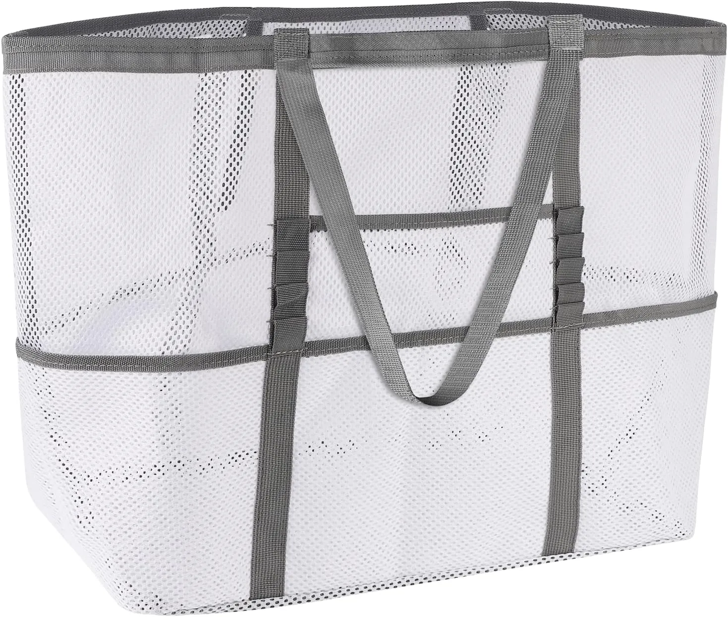 Ayieyill Mesh Beach Bag Tote Bag for Women, Foldable Swim Large Beach Tote Bag with Zipper Pockets Waterproof Sandproof