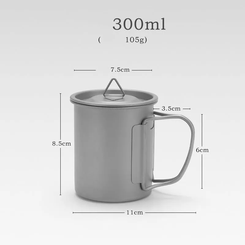 AYULL 1PC Outdoor Pure Titanium Mug, Foldable Ultra-Light Coffee Cup Suitable for Home Or Camping(300ml)