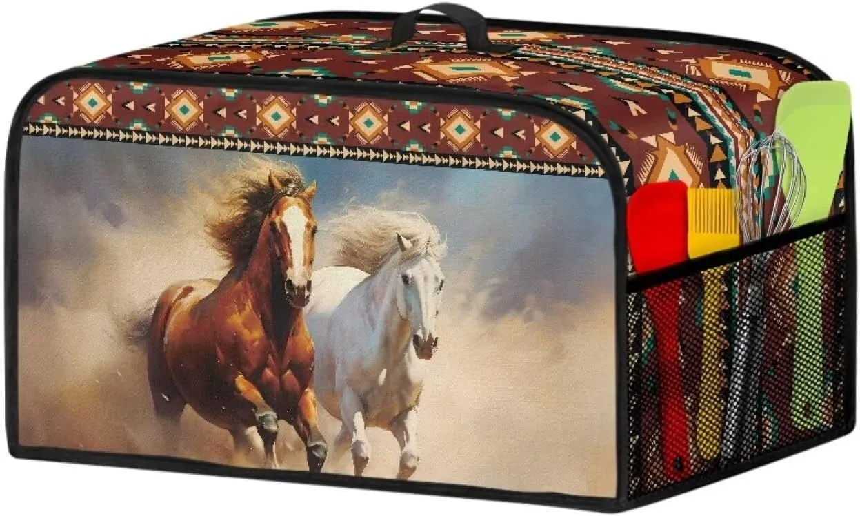Aztec Slow Cooker Dust Cover Horse Blender Cover Dust Cover for Kitchen Counter Rice Cooker Storage Bag Dustproof Machine Washable