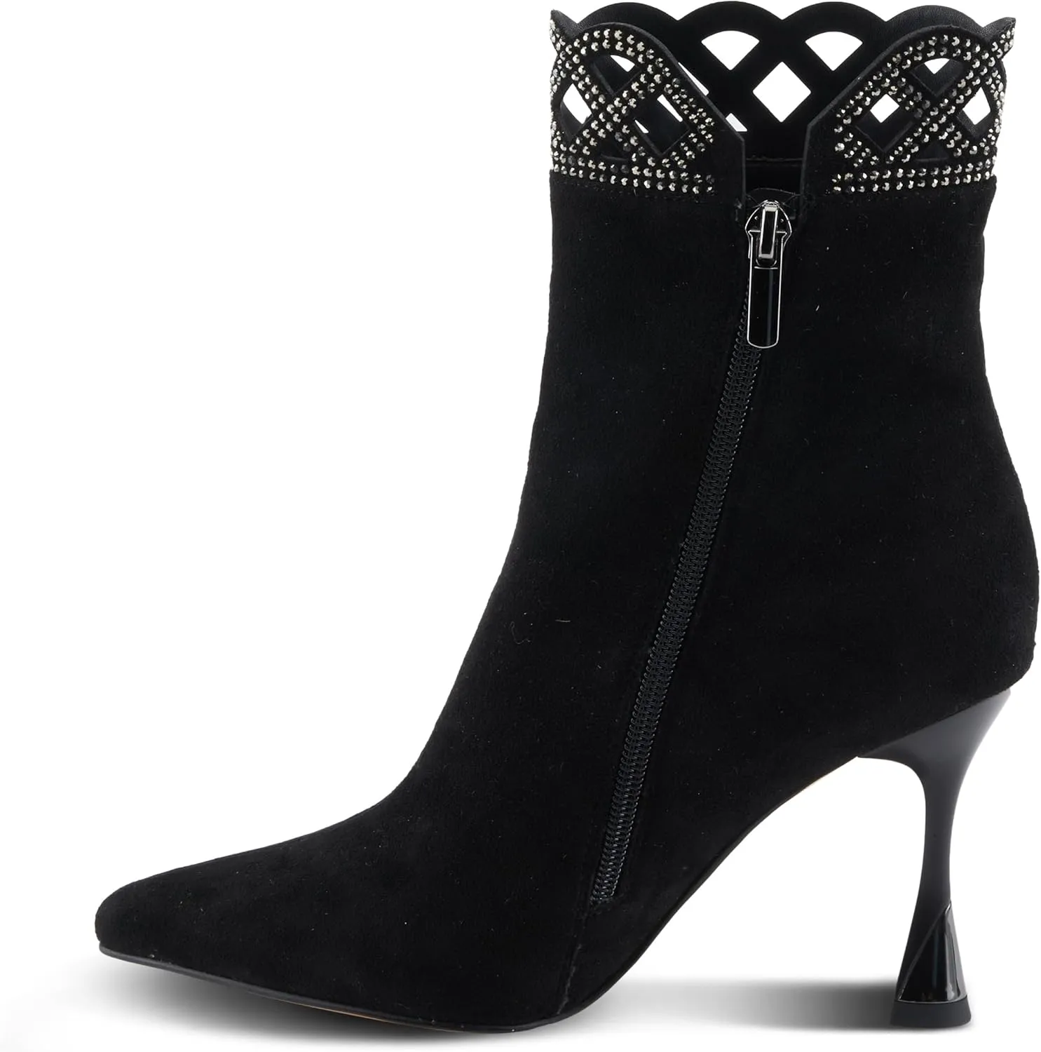 Azura Women's ROYALREIGN Elegant Suede Booties with Royal Embellishments, Comfortable Heel, and Zipper Closure