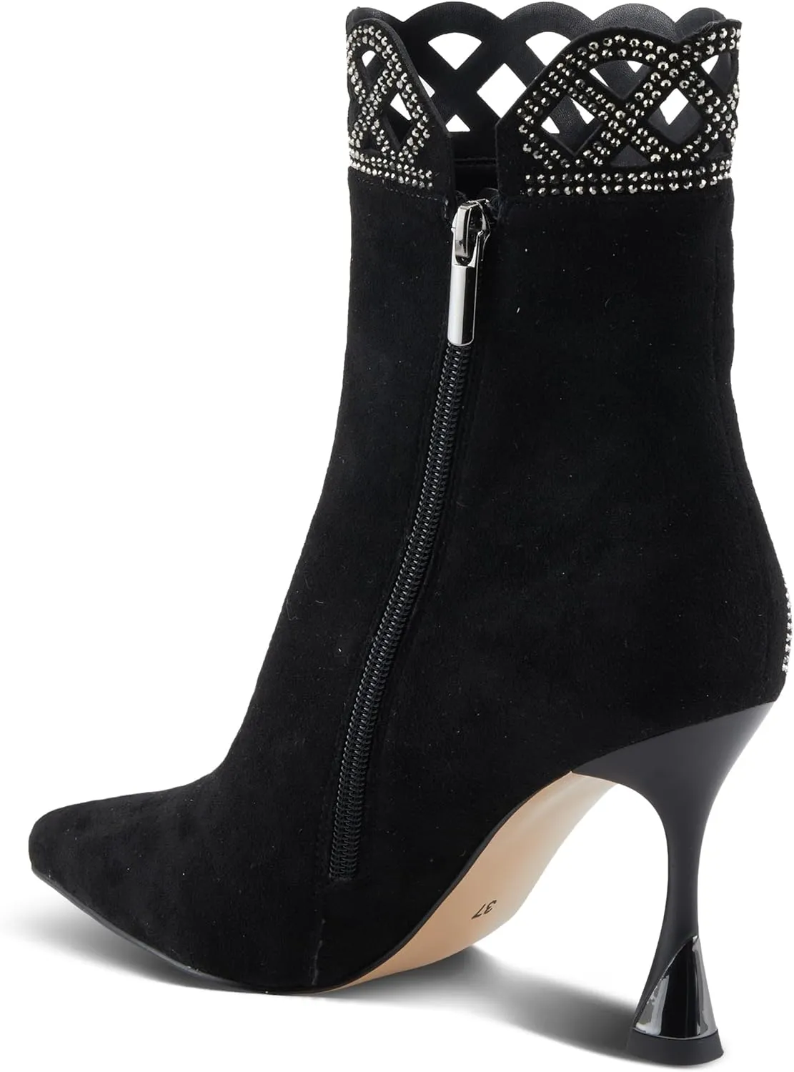 Azura Women's ROYALREIGN Elegant Suede Booties with Royal Embellishments, Comfortable Heel, and Zipper Closure