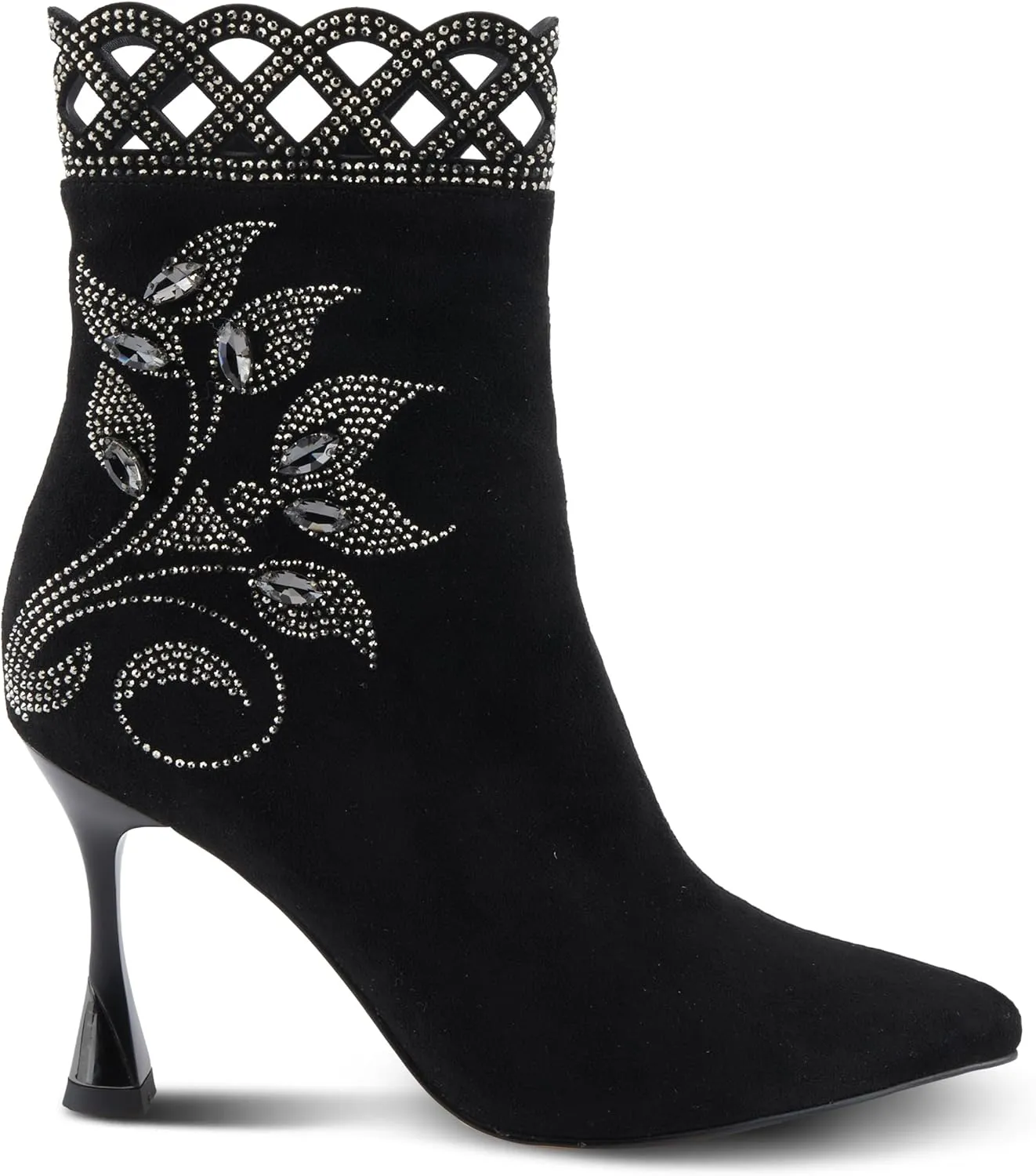 Azura Women's ROYALREIGN Elegant Suede Booties with Royal Embellishments, Comfortable Heel, and Zipper Closure