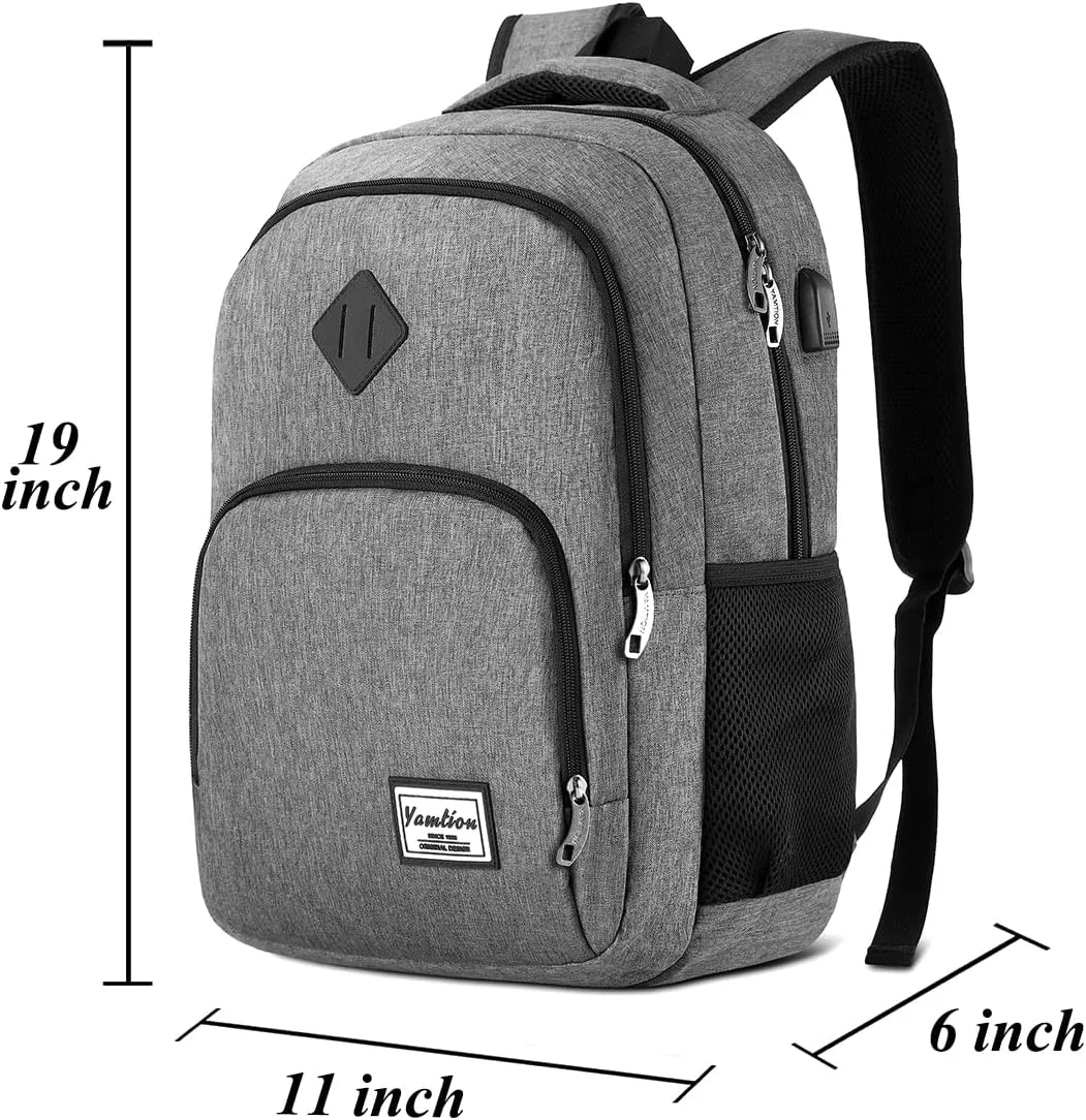 Backpack for Men and Women,School Bookbag for Teenager,15.6 inch Laptop Bookbag with USB Charging port for Business Work College Travel Trip