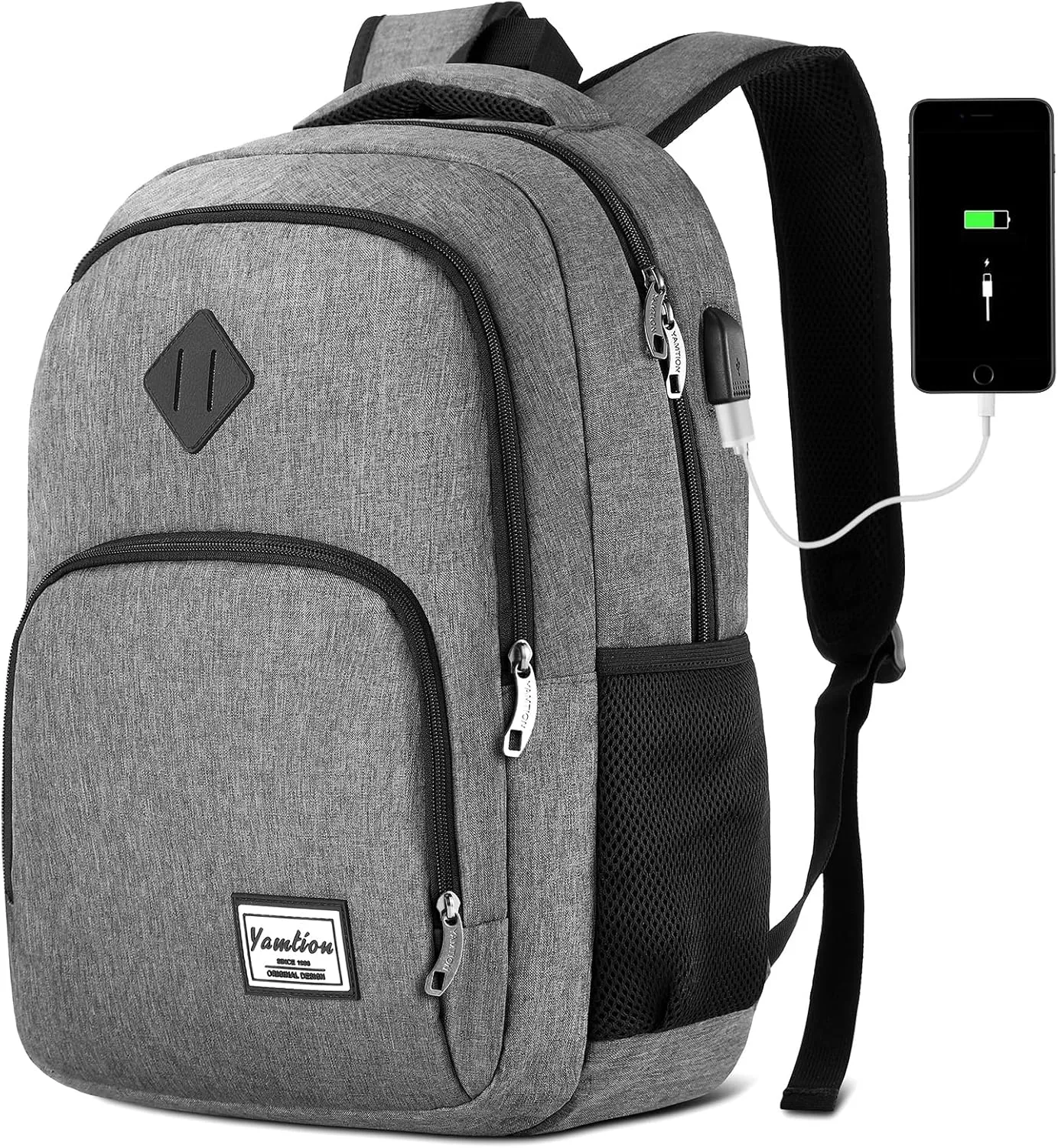 Backpack for Men and Women,School Bookbag for Teenager,15.6 inch Laptop Bookbag with USB Charging port for Business Work College Travel Trip