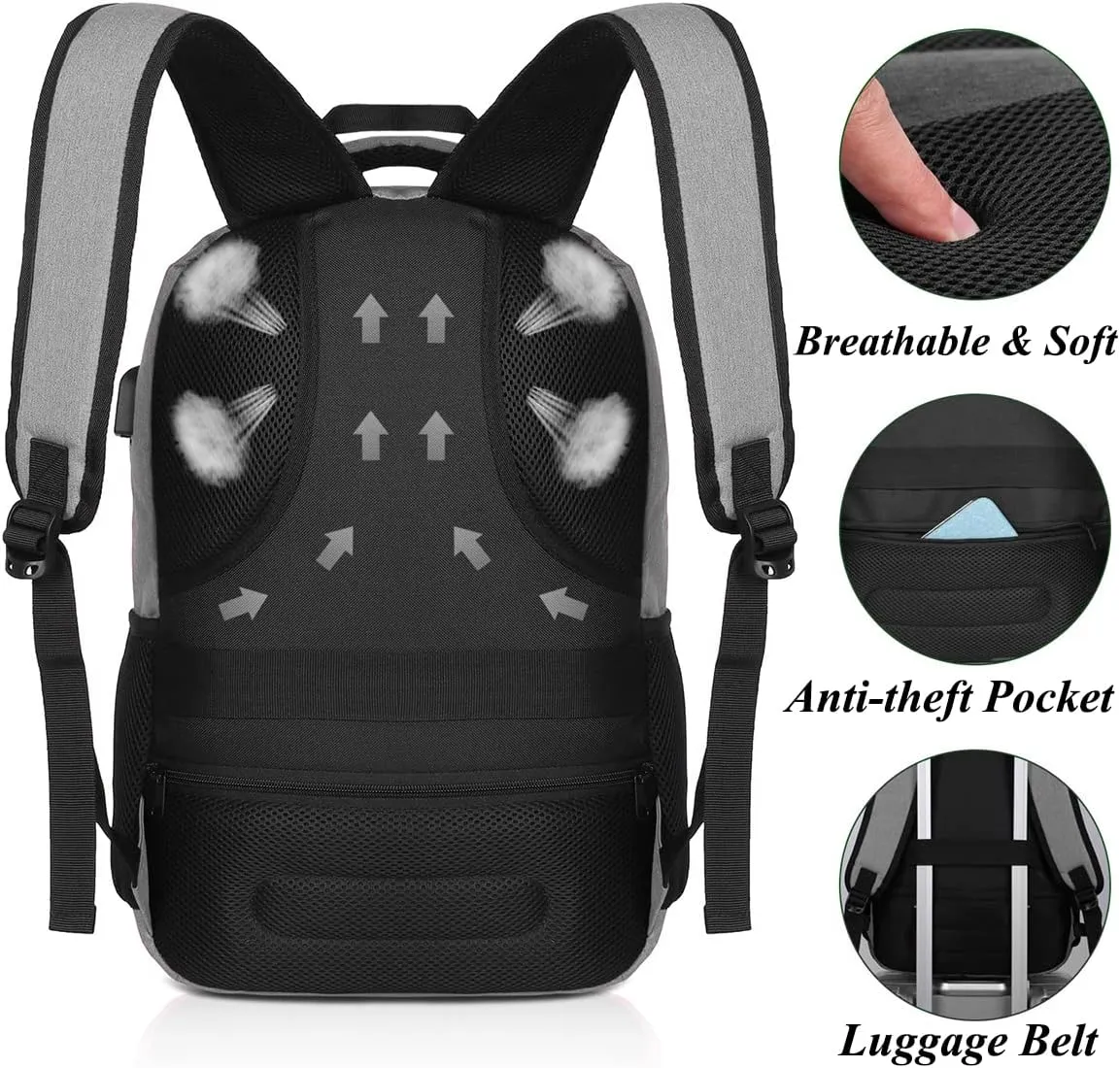 Backpack for Men and Women,School Bookbag for Teenager,15.6 inch Laptop Bookbag with USB Charging port for Business Work College Travel Trip