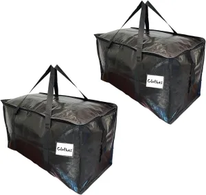 BAG-THAT! 2-Pack Heavy Duty Large Moving Bags, with Strong Zipper and Comfortable Handles Durable & Sturdy Clothes Storage Bags Totes Bins Packing Moving Boxes College Supplies for moving.