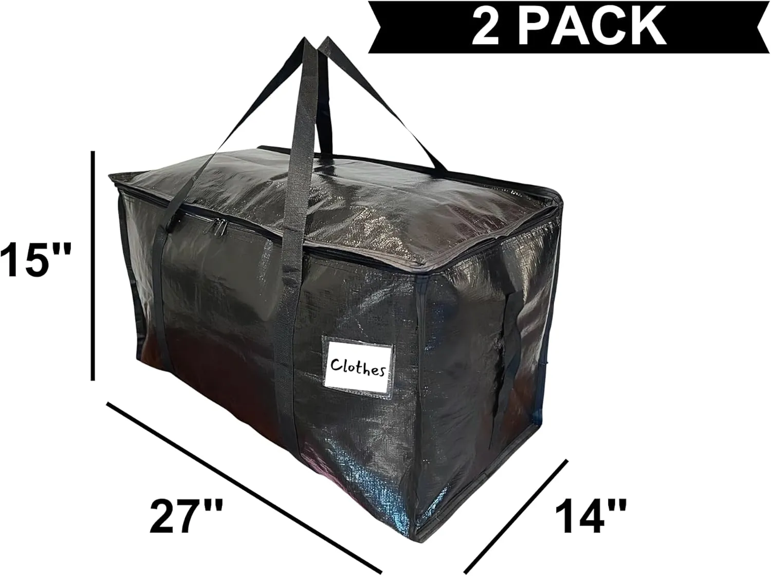 BAG-THAT! 2-Pack Heavy Duty Large Moving Bags, with Strong Zipper and Comfortable Handles Durable & Sturdy Clothes Storage Bags Totes Bins Packing Moving Boxes College Supplies for moving.