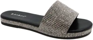BAMBOO Women's Round Toe Rhinestone Detailed Platform Slide Sandal