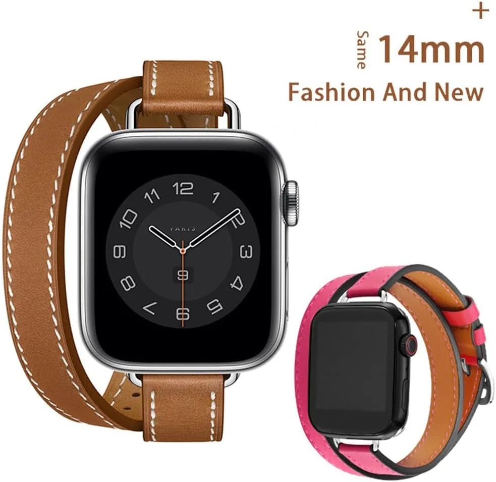 Band for Watch Ultra 49mm 45mm 42mm 44mm 41mm 38mm 40mm Double Tour Leather Strap for Iwatch Series 9 8 7 6 Se 5 4 3 2 Correa