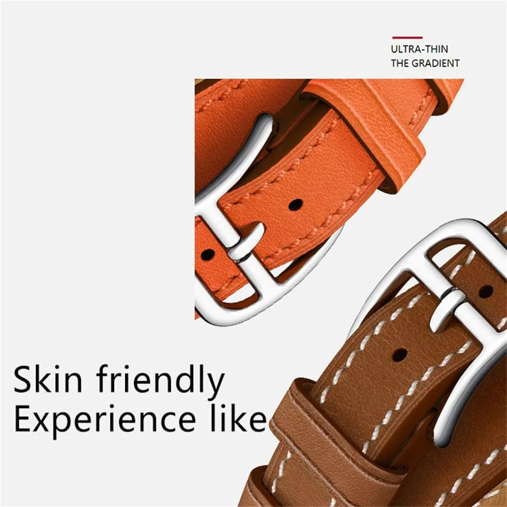 Band for Watch Ultra 49mm 45mm 42mm 44mm 41mm 38mm 40mm Double Tour Leather Strap for Iwatch Series 9 8 7 6 Se 5 4 3 2 Correa