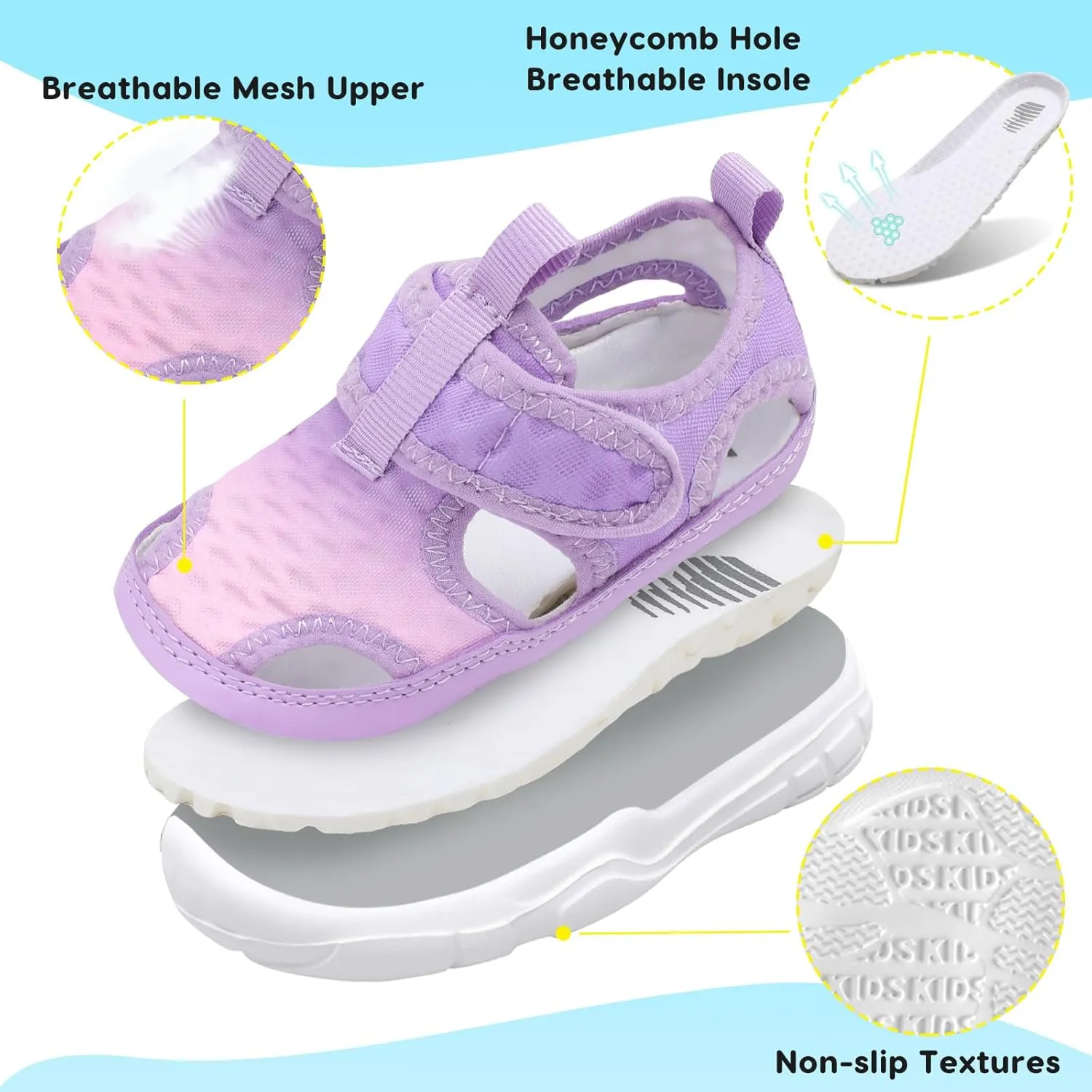 BARERUN Kids Water Shoes Boys Girls Barefoot Aqua Socks for Swim Surf Pool Beach Sport Lightweight Breathable Sandal Athletic Slip-On Sneaker for Toddler Outdoor Indoor