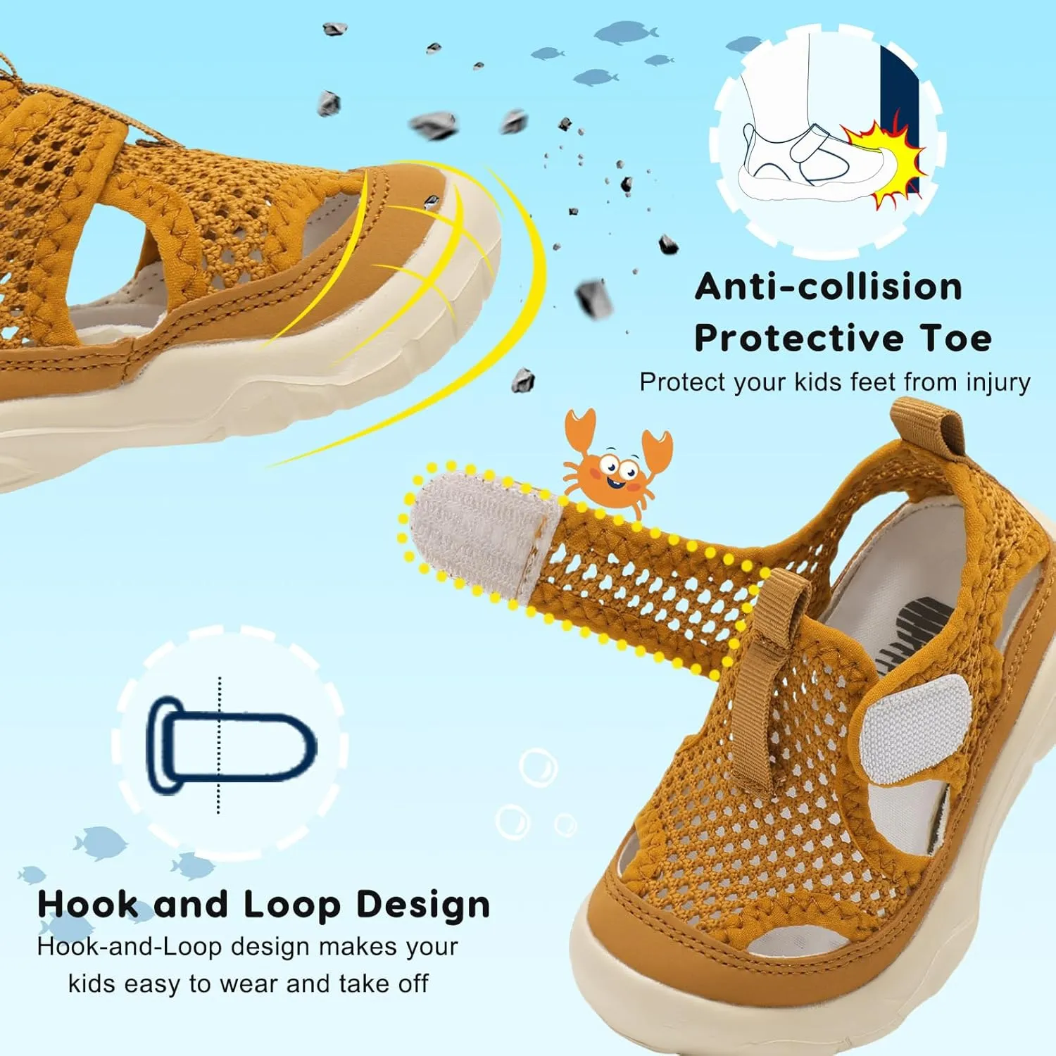 BARERUN Kids Water Shoes Boys Girls Barefoot Aqua Socks for Swim Surf Pool Beach Sport Lightweight Breathable Sandal Athletic Slip-On Sneaker for Toddler Outdoor Indoor