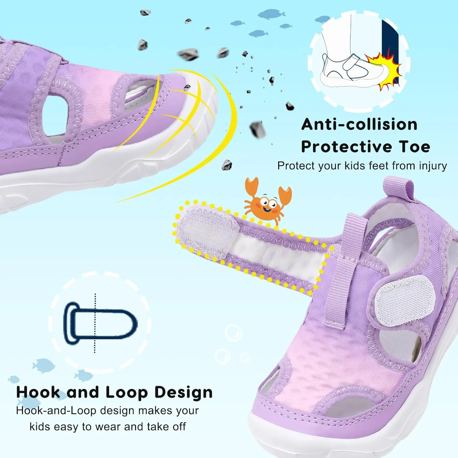 BARERUN Kids Water Shoes Boys Girls Barefoot Aqua Socks for Swim Surf Pool Beach Sport Lightweight Breathable Sandal Athletic Slip-On Sneaker for Toddler Outdoor Indoor