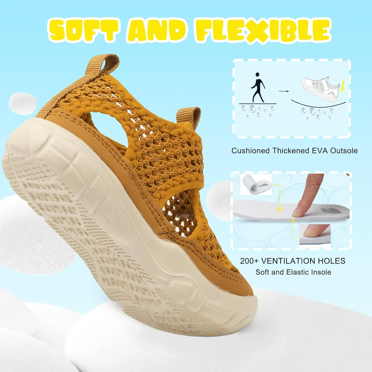 BARERUN Kids Water Shoes Boys Girls Barefoot Aqua Socks for Swim Surf Pool Beach Sport Lightweight Breathable Sandal Athletic Slip-On Sneaker for Toddler Outdoor Indoor