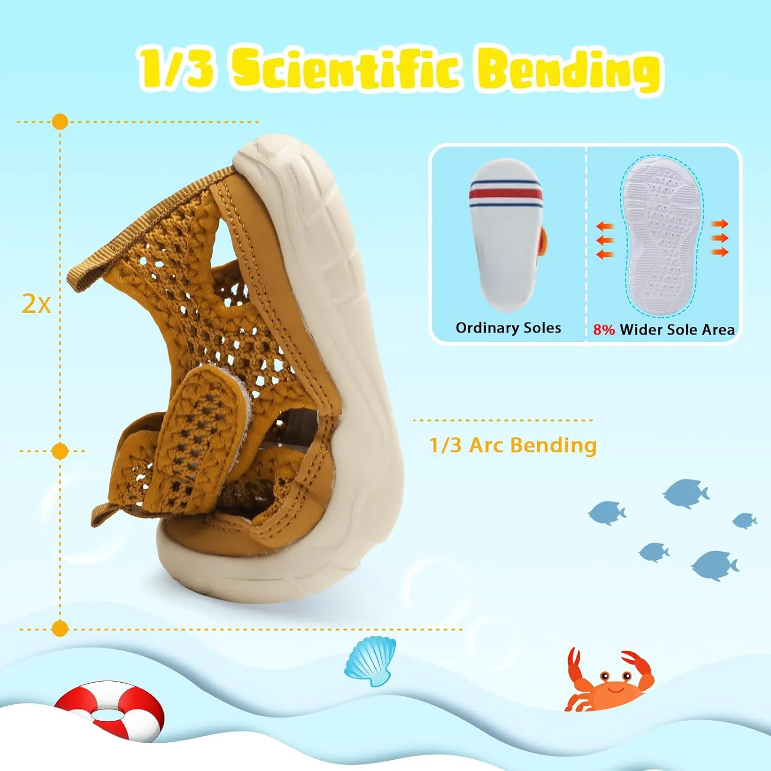 BARERUN Kids Water Shoes Boys Girls Barefoot Aqua Socks for Swim Surf Pool Beach Sport Lightweight Breathable Sandal Athletic Slip-On Sneaker for Toddler Outdoor Indoor