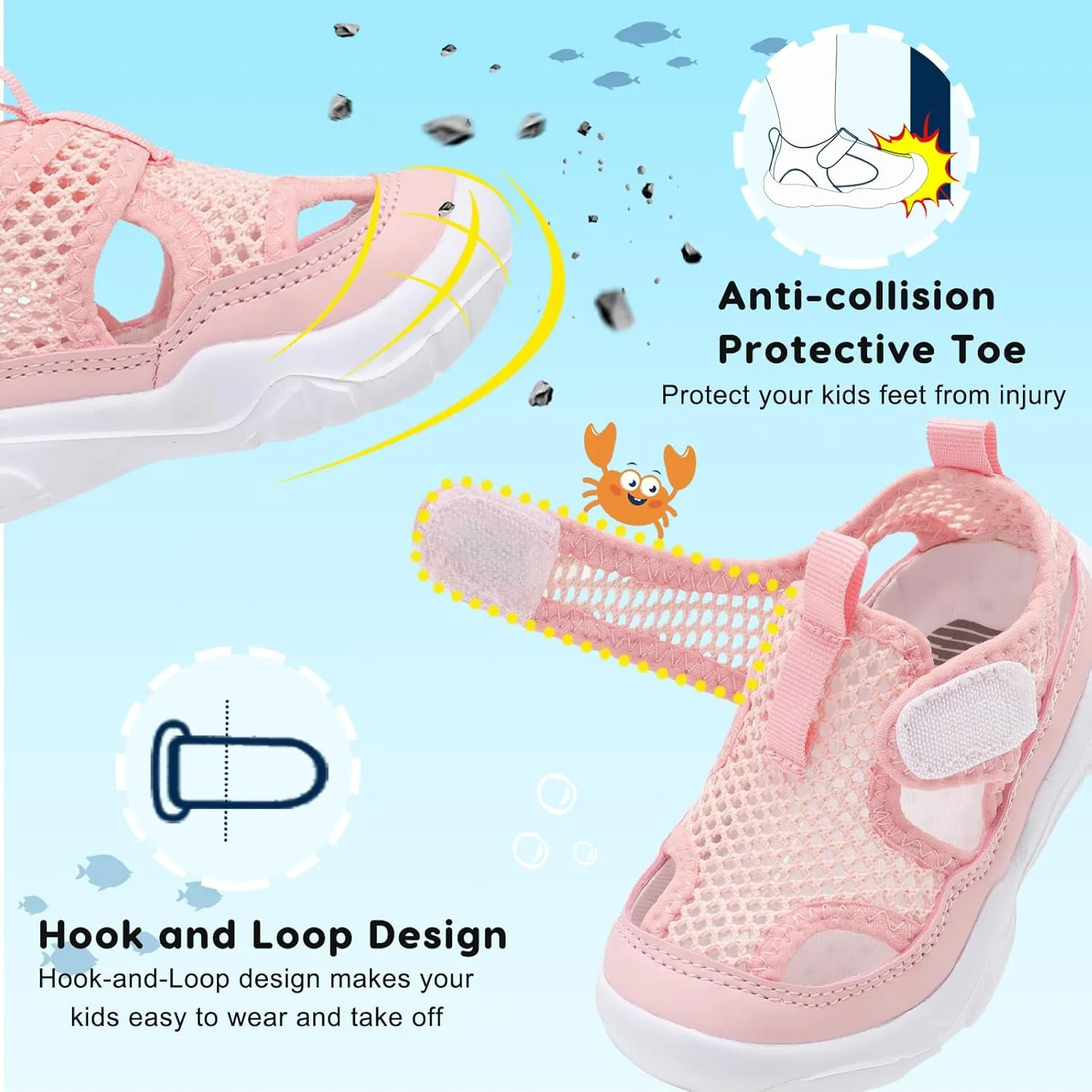 BARERUN Kids Water Shoes Boys Girls Barefoot Aqua Socks for Swim Surf Pool Beach Sport Lightweight Breathable Sandal Athletic Slip-On Sneaker for Toddler Outdoor Indoor