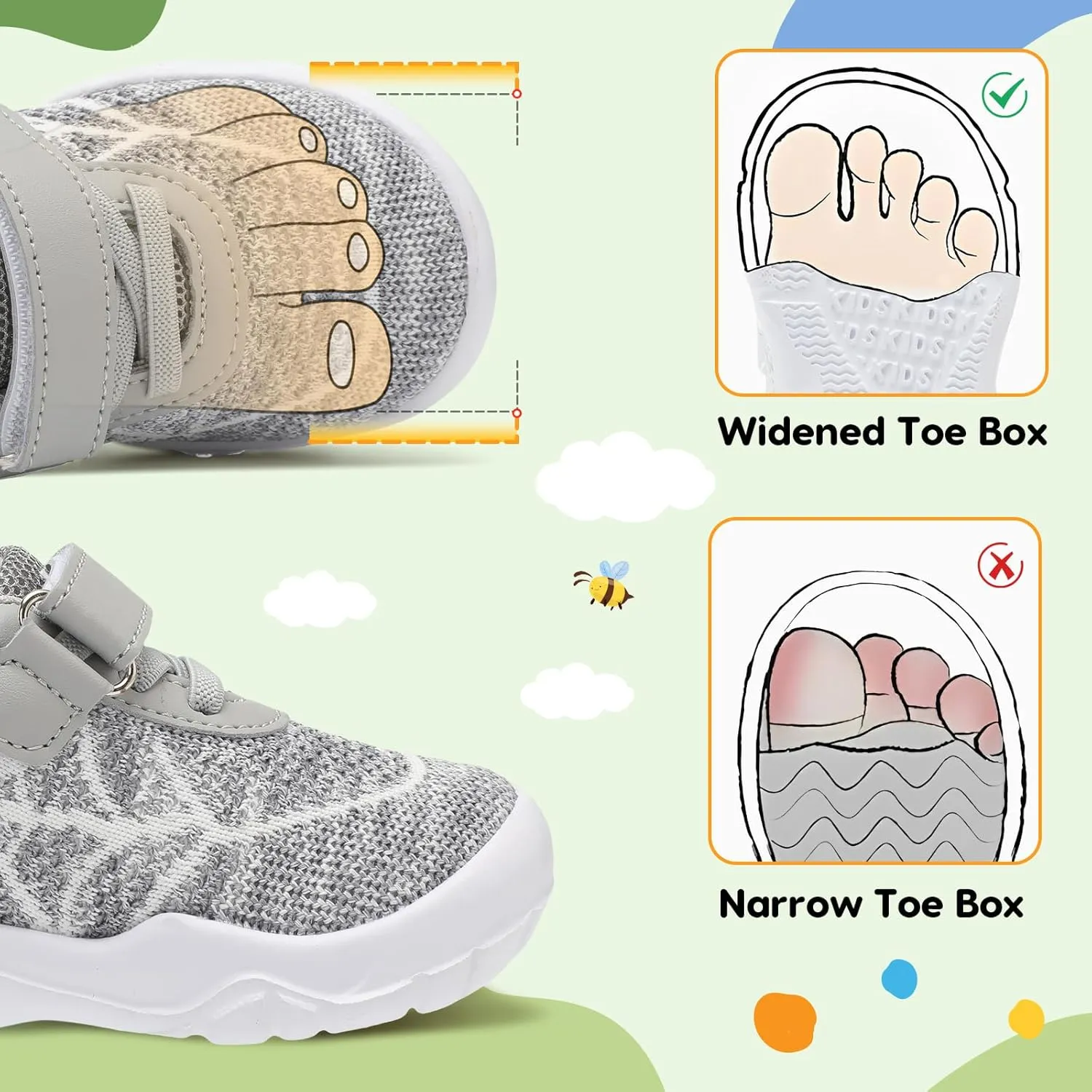 BARERUN Toddler Shoes Boys Girls Barefoot Shoes Kids Breathable Sneakers School Tennis Shoes Slip on Running Shoes Infant Toddler Walking Shoes
