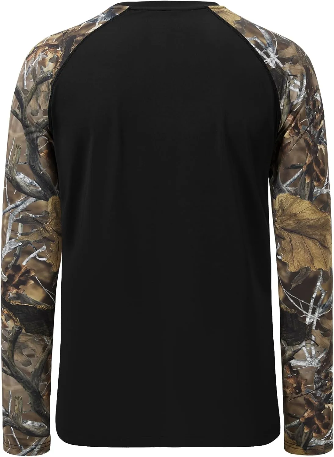 BASSDASH Men’s Lightweight Camo Hunting Shirt UPF 50  Sun Protection Long Sleeve Hiking Fishing Performance Tee Mesh Panels