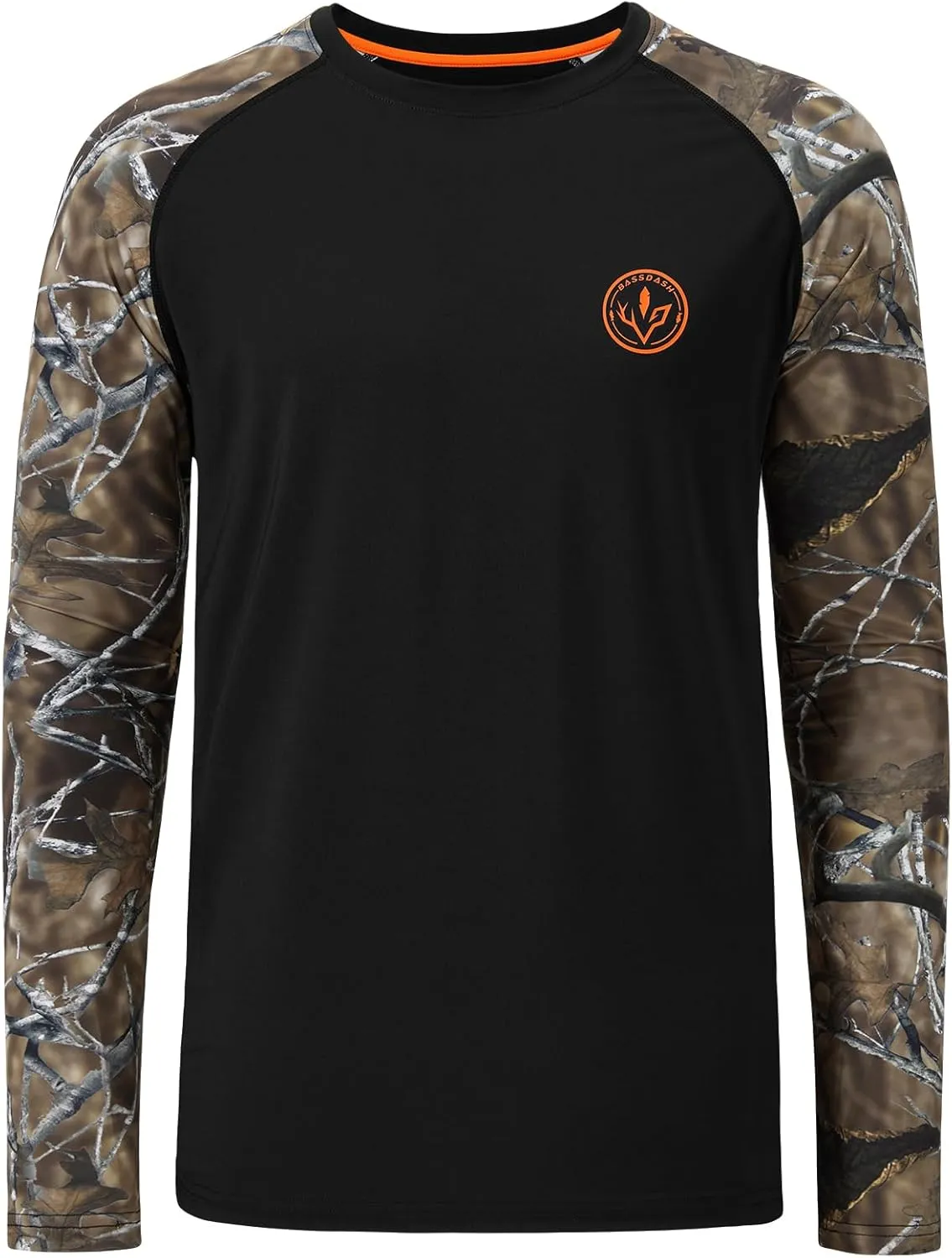 BASSDASH Men’s Lightweight Camo Hunting Shirt UPF 50  Sun Protection Long Sleeve Hiking Fishing Performance Tee Mesh Panels