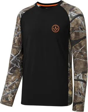 BASSDASH Men’s Lightweight Camo Hunting Shirt UPF 50  Sun Protection Long Sleeve Hiking Fishing Performance Tee Mesh Panels