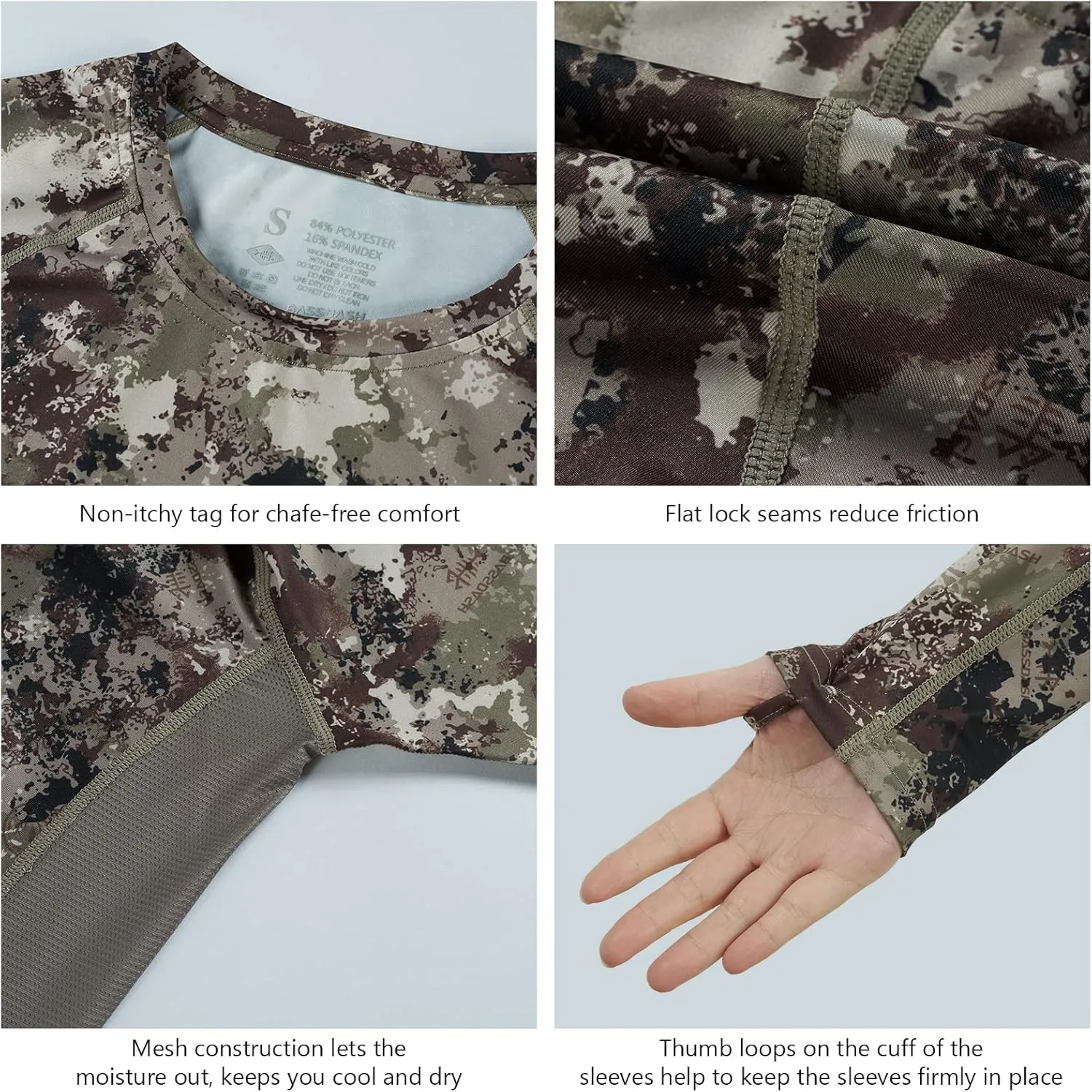 BASSDASH Women’s Camo Hunting Shirt Long Sleeve UPF 50  Sun Protection Performance Tee Fishing Hiking