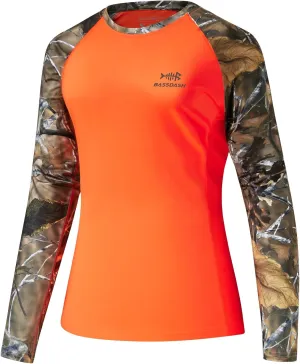 BASSDASH Women’s Camo Hunting Shirt Long Sleeve UPF 50  Sun Protection Performance Tee Fishing Hiking