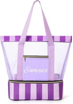 Beach Bags for Women - Dry/Wet Separation Mesh Large Beach Bag, Tote Bag for Women Swim Gym