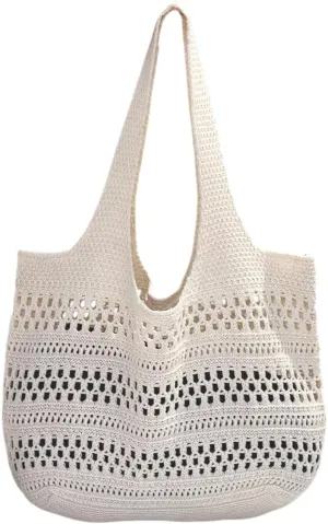 Beach Mesh Knitted Bag Crochet Tote Bag Large Aesthetic Shoulder Bag Handbags Hollow Hobo Bag for Women