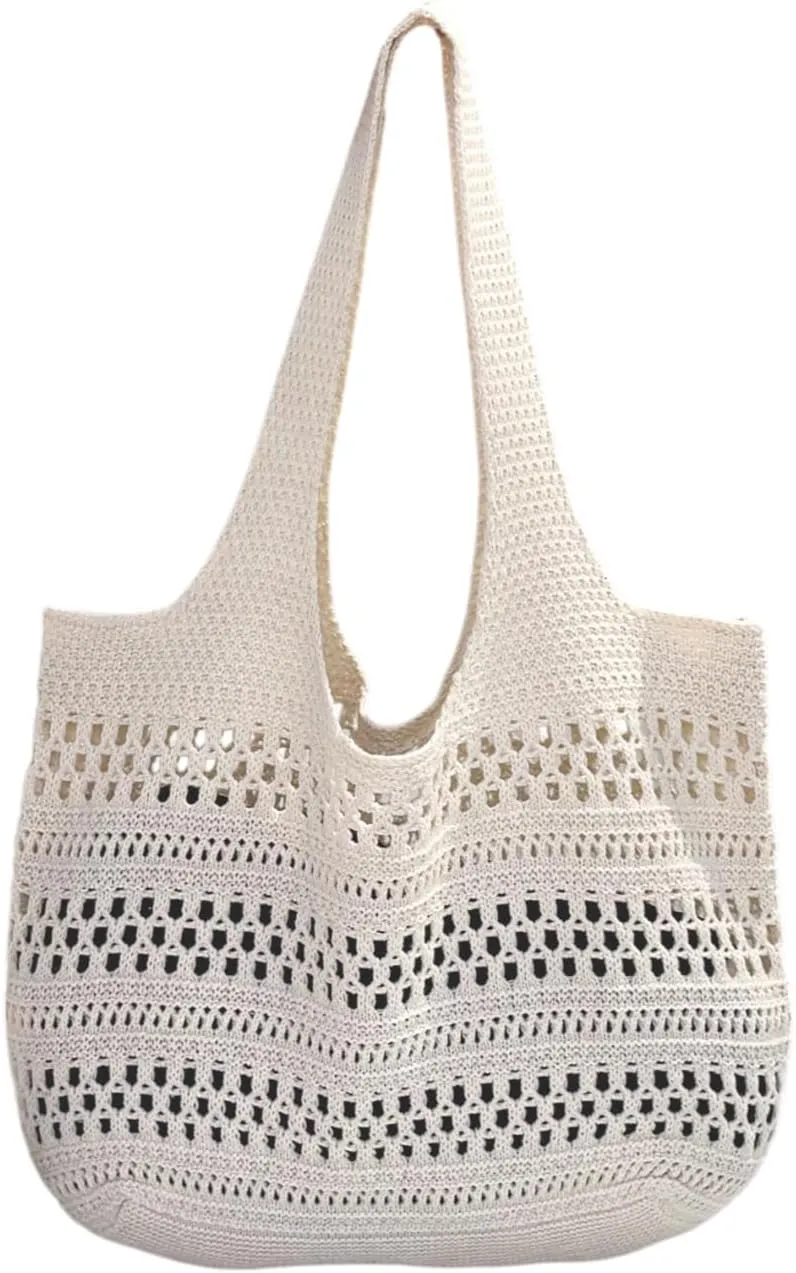 Beach Mesh Knitted Bag Crochet Tote Bag Large Aesthetic Shoulder Bag Handbags Hollow Hobo Bag for Women