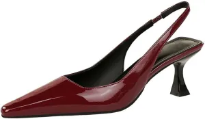 BEAUPAS Women's Slingback Pumps Pointed Toe Kitten Heel Shoes