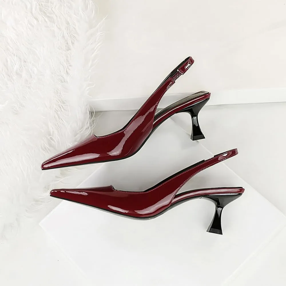 BEAUPAS Women's Slingback Pumps Pointed Toe Kitten Heel Shoes
