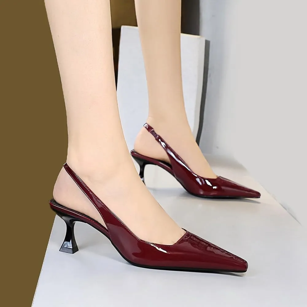 BEAUPAS Women's Slingback Pumps Pointed Toe Kitten Heel Shoes