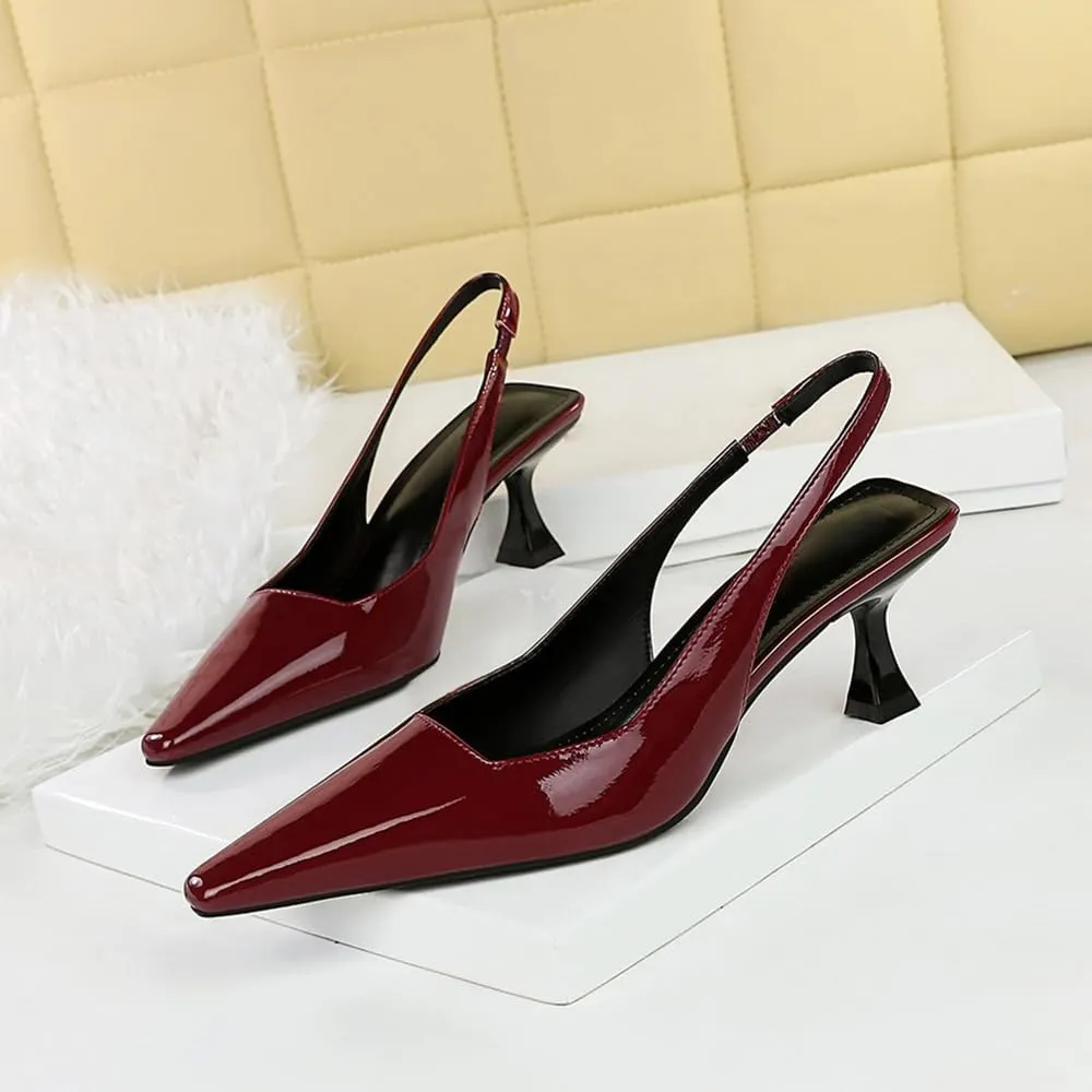 BEAUPAS Women's Slingback Pumps Pointed Toe Kitten Heel Shoes