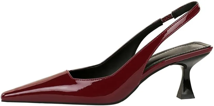 BEAUPAS Women's Slingback Pumps Pointed Toe Kitten Heel Shoes