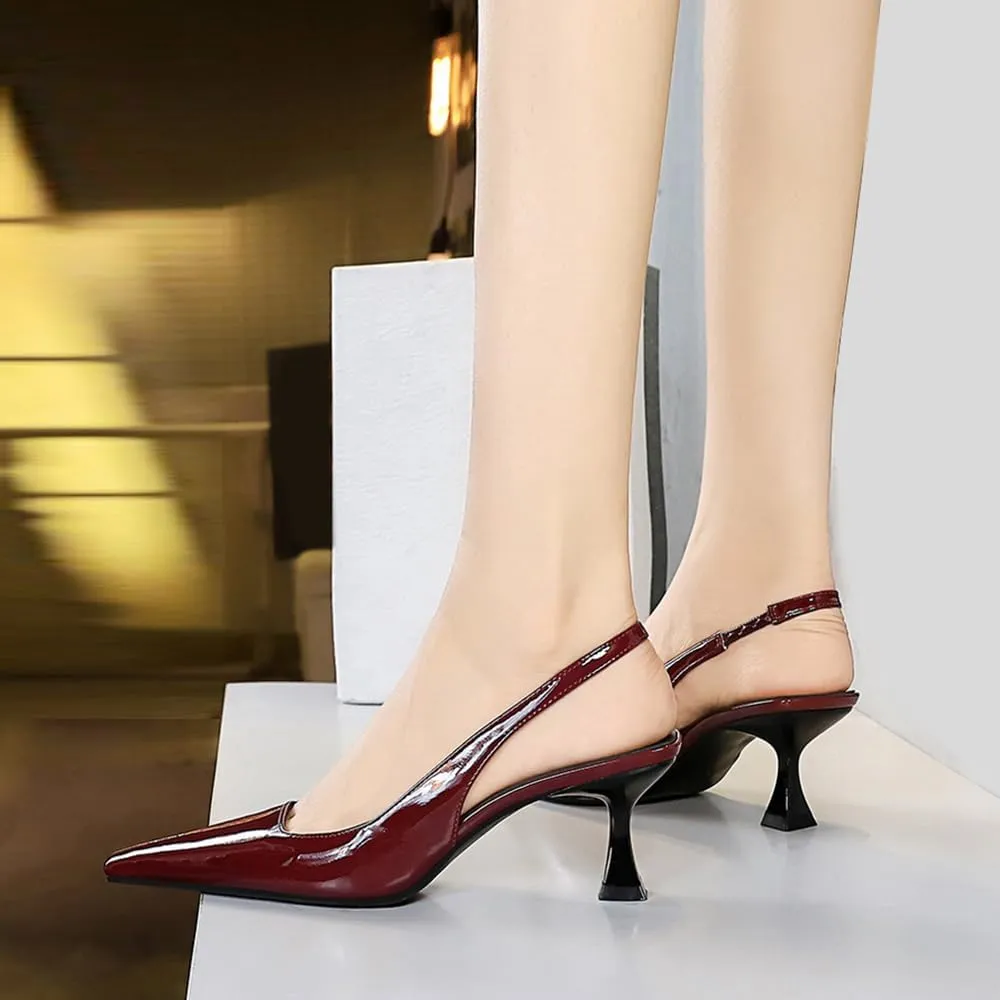 BEAUPAS Women's Slingback Pumps Pointed Toe Kitten Heel Shoes
