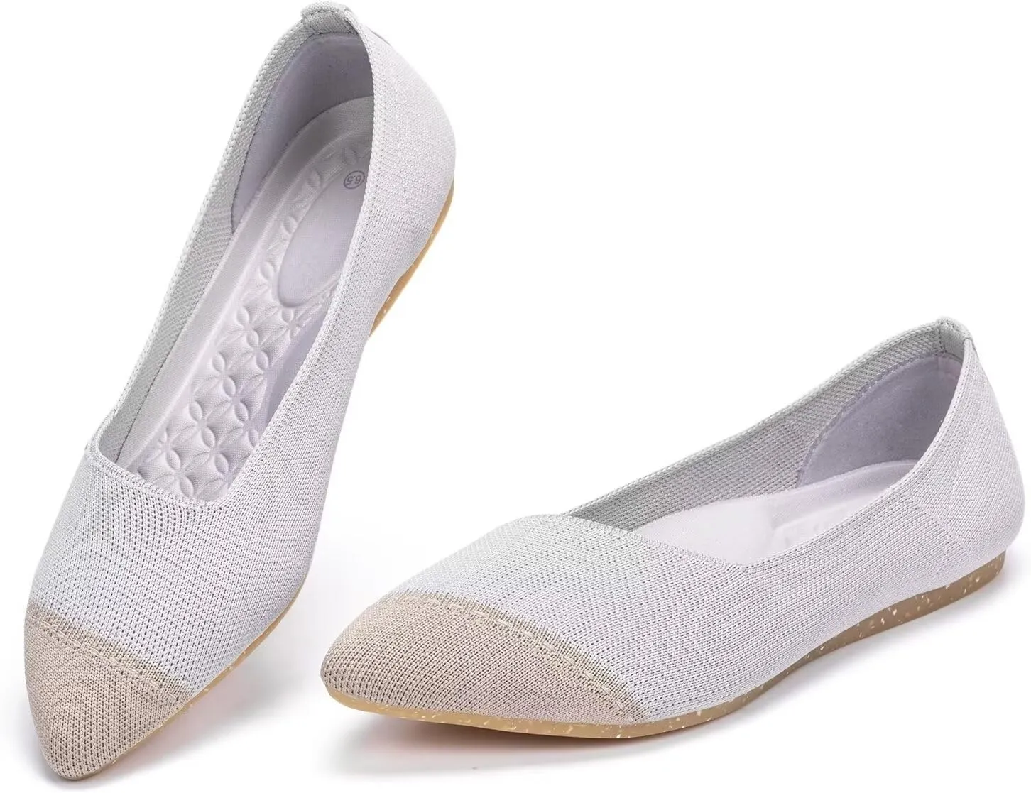 BEJINASH Women's Flat Shoes Black Pointed Toe Dress Shoes Knit Slip On Shoes Comfortable Walking Shoes for Woman Lightweight