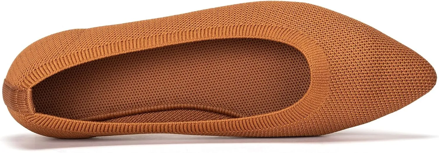 BEJINASH Women's Pointed Toe Flats Knit Flats Shoes for Women Comfortable Light Walking Shoes