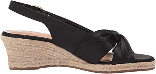 Bella Vita Women's Wedge Sandal, Black Thai Silk Fabric, 11 Wide