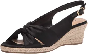 Bella Vita Women's Wedge Sandal, Black Thai Silk Fabric, 11 Wide