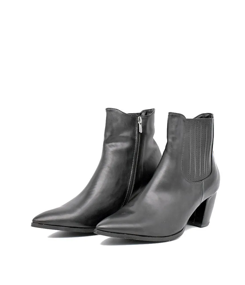 Belle & Lucy Black Cowboy Style Ankle Boot