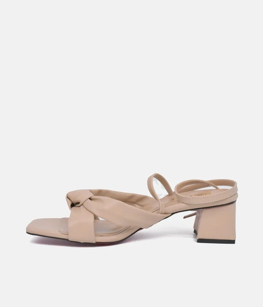 Belle & Lucy Dressy Beige Block Heels Sandals